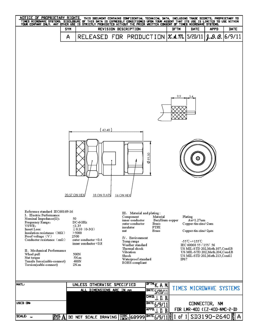 EZ N Male Clamp for Times LMR400